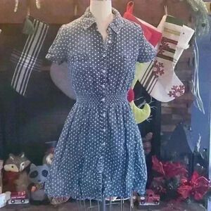 Denim polka dot dress